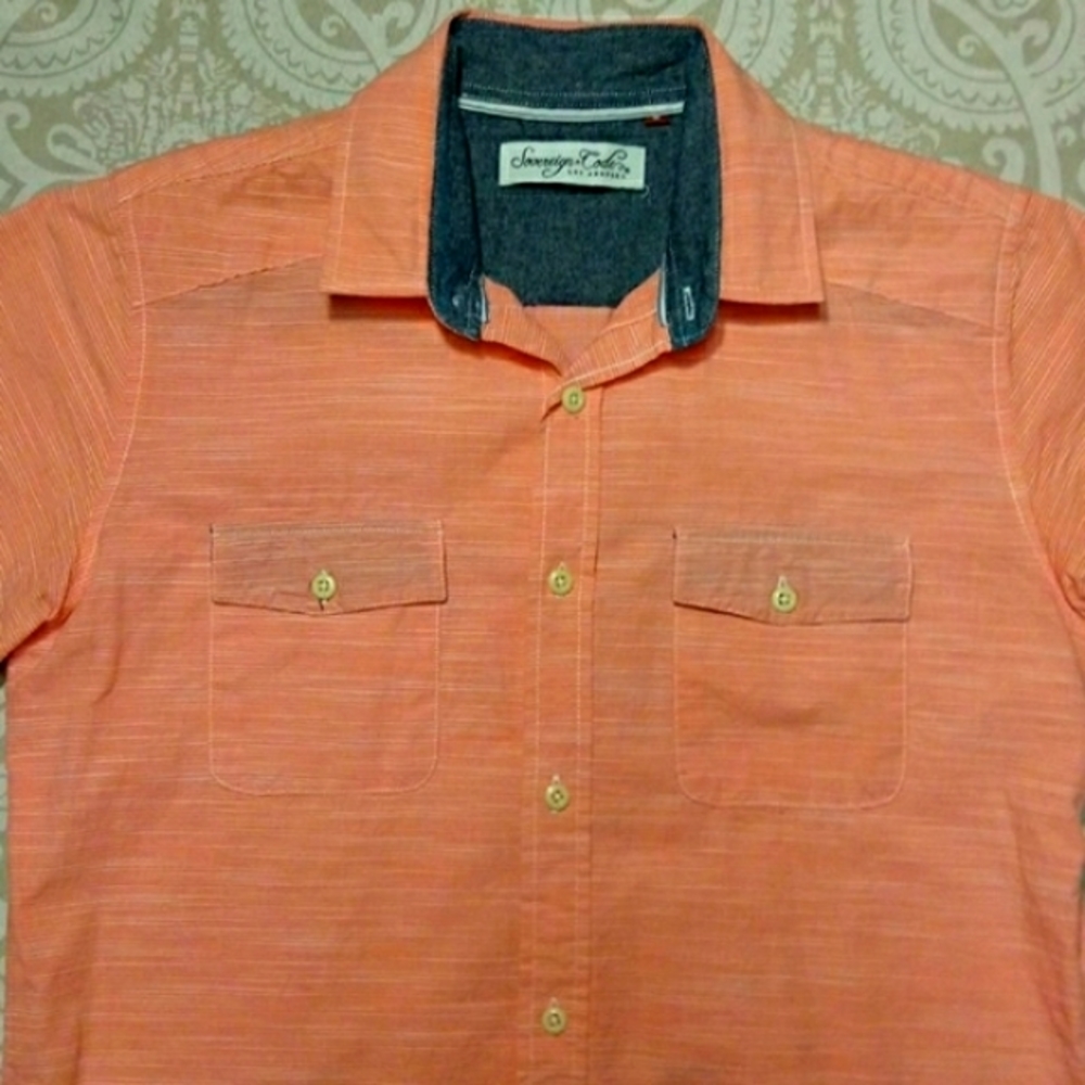 Sovereign Code Men’s Short Sleeve Shirt – Size S, Salmon, EUC - Picture 2 of 5